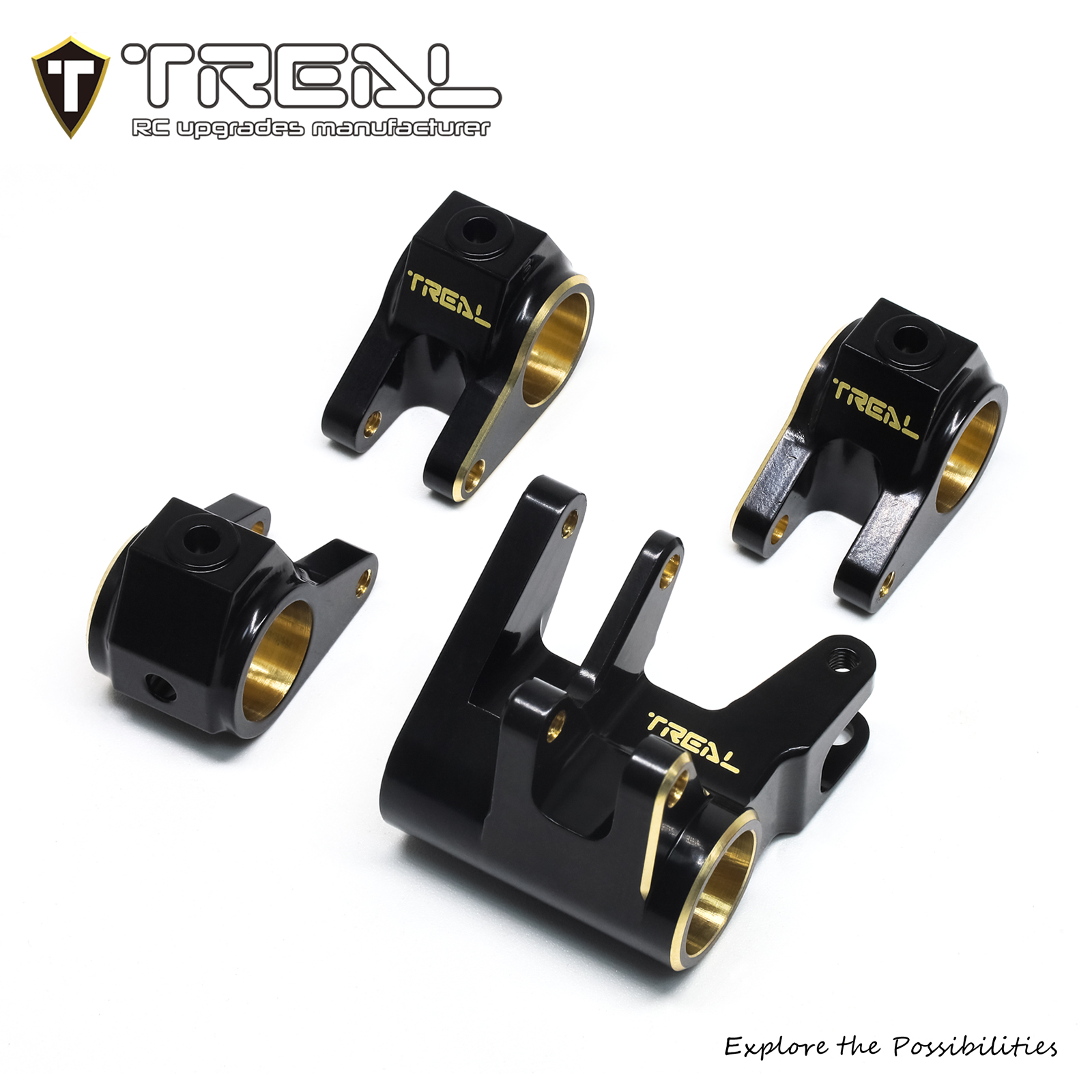 TREAL Brass Axle Tube Link Mount Set Shocks Mounts (4) Weight Upgrades ...